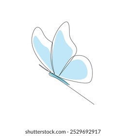 butterfly continuous line color design. poem element continuous line illustration. vector lineart. monoline asset.