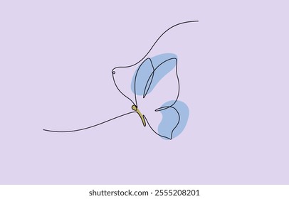 butterfly continuous line color design. poem element continuous line illustration, Butterfly art in continuous line with colorful organic shapes, vector, vector lineart. monoline asset.