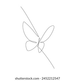 diseño de línea continua de mariposa. poema elemento ilustración de línea continua. Vector lineart. monoline asset.