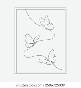 Butterfly continuous line design. Poem element continuous line illustration. Vector linear. Monoline asset. Butterfly line art vector illustration.