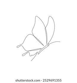 Diseño de línea continua de mariposa. Ilustración de línea continua de elemento de poema. Vector lineal. Activo monolítico.