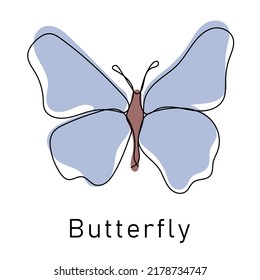 Elemento de dibujo de línea continua de mariposa aislado en fondo blanco para logotipo o elemento decorativo. Ilustración vectorial de varias formas de insectos en un estilo de contorno moderno.