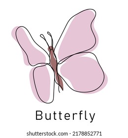 Elemento de dibujo de línea continua de mariposa aislado en fondo blanco para logotipo o elemento decorativo. Ilustración vectorial de varias formas de insectos en un estilo de contorno moderno.