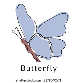 Schmetterling, kontinuierliches Zeilenziehelement einzeln auf weißem Hintergrund für Logo oder dekoratives Element. Vektorgrafik verschiedener Insektenformen im trendigen Rahmenstil.