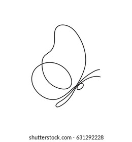 Butterfly continuous line drawing element isolated white background for logo decorative element  Vector illustration insect form in trendy outline style 