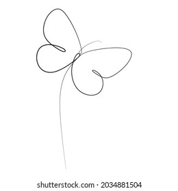 Butterfly continuous line drawing elements set isolated on white background for logo or decorative element. Vector illustration of various insect forms in trendy outline style.