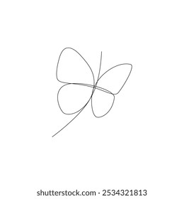 Plantilla de dibujo de línea continua de mariposa buena para el uso de celebración. Ilustración de elemento de línea continua. Vector lineal.