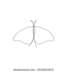 Plantilla de dibujo de línea continua de mariposa buena para el uso de celebración. Ilustración de elemento de línea continua. Vector lineal.