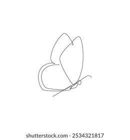 Schmetterling durchgehende Linie Zeichnung Vorlage gut für die Feier Nutzung. durchgehende Linienelementdarstellung. Vektorlineart. Monoline Asset.