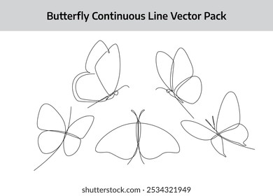 butterfly continuous line drawing template good for celebration usage. continuous line element illustration. vector pack lineart. monoline asset.