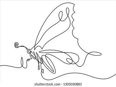 Butterfly. Continuous line drawing. Vector illustration.