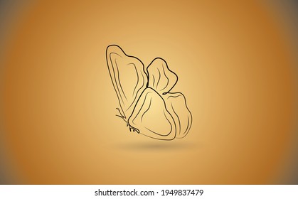 Butterfly continuous line vector illustration. Butter fly made with single editable path. Modern continuous line drawing of simplicity butterfly silhouette for logo and tattoo.