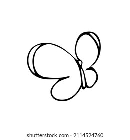 Butterfly continuous line vector illustration. Butter fly made with single editable path. Modern continuous line drawing of simplicity butterfly silhouette for logo and tattoo.