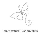 Butterfly continuous one line art drawing beautiful flying minimalist single line unique butterfly vector illustration.