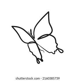 Butterfly continuous one line art drawing. Single line minimalism design