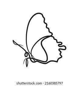 Dibujo continuo de una línea de mariposa. Diseño minimalista de una sola línea
