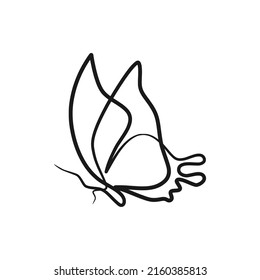 Butterfly continuous one line art drawing. Single line minimalism design