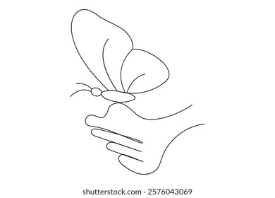 Butterfly Continuous one line art drawing with Color monarch butterflies isolated on the white background