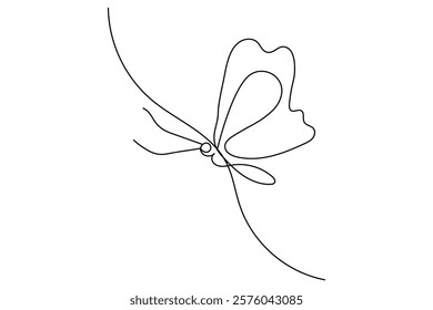 Butterfly Continuous one line art drawing with Color monarch butterflies isolated on the white background