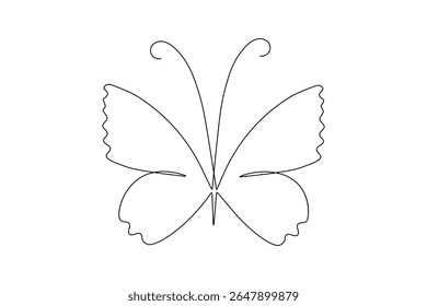 Butterfly continuous one line art drawing beautiful flying minimalist single line unique butterfly vector illustration.