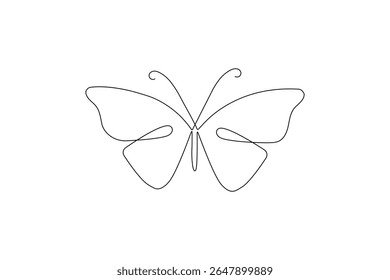 Butterfly continuous one line art drawing beautiful flying minimalist single line unique butterfly vector illustration.