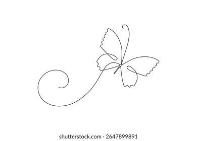 Butterfly continuous one line art drawing beautiful flying minimalist single line unique butterfly vector illustration.