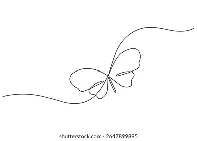 Butterfly continuous one line art drawing beautiful flying minimalist single line unique butterfly vector illustration.