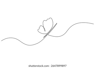 Butterfly continuous one line art drawing beautiful flying minimalist single line unique butterfly vector illustration.