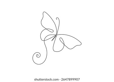Butterfly continuous one line art drawing beautiful flying minimalist single line unique butterfly vector illustration.