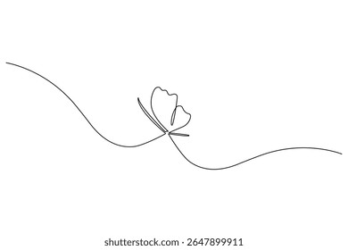 Butterfly continuous one line art drawing beautiful flying minimalist single line unique butterfly vector illustration.