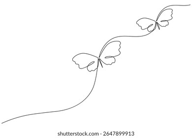 Butterfly continuous one line art drawing beautiful flying minimalist single line unique butterfly vector illustration.
