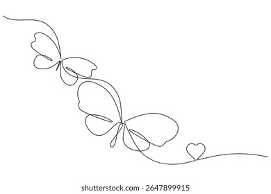 Butterfly continuous one line art drawing beautiful flying minimalist single line unique butterfly vector illustration.