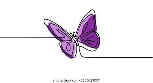 Dibujo Continuo De Una Línea De Mariposa. Dibujo simple de una línea de mariposa. Ilustración de contorno minimalista.	