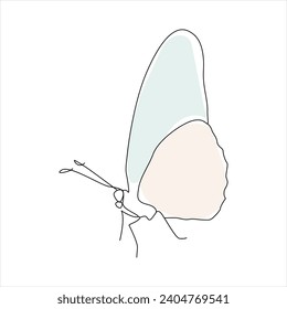 Butterfly continuous One line drawing. Vector illustration of various insect forms in trendy outline style
