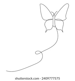 Schmetterling, kontinuierliches, einzeiliges Zeichenelement einzeln auf weißem Hintergrund 
Vektorgrafik in einer einzigen Zeile
