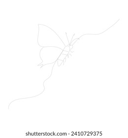 Elemento de dibujo continuo de una línea de mariposa aislado en fondo blanco 
ilustración vectorial de esquema de línea única