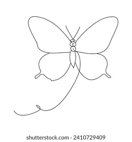 Elemento de dibujo continuo de una línea de mariposa aislado en fondo blanco 
ilustración vectorial de esquema de línea única