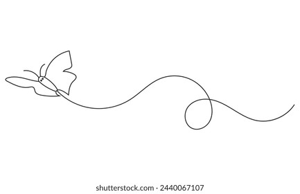 Butterfly Continuous One Line Drawing. Simple Butterfly One Line Drawing. Minimalist Contour  Illustration. Doodle vector illustration