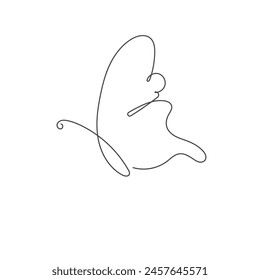 Butterfly continuous one line drawing illustration vector.