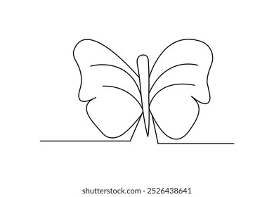 Butterfly continuous one line drawing and simple isolated outline vector design