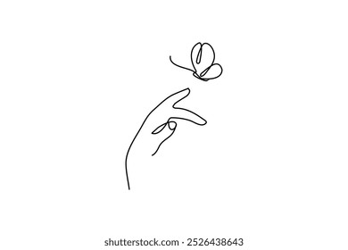 Butterfly continuous one line drawing and simple isolated outline vector design