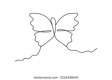 Butterfly continuous one line drawing and simple isolated outline vector design