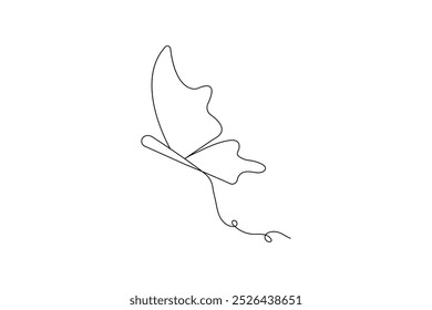 Butterfly continuous one line drawing and simple isolated outline vector design