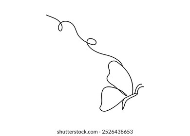 Butterfly continuous one line drawing and simple isolated outline vector design