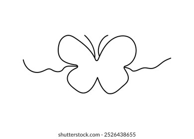 Butterfly continuous one line drawing and simple isolated outline vector design