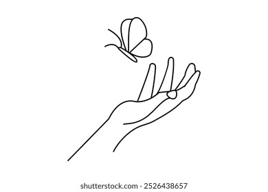 Butterfly continuous one line drawing and simple isolated outline vector design