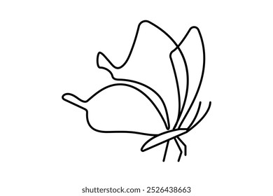 Butterfly continuous one line drawing and simple isolated outline vector design