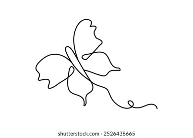 Butterfly continuous one line drawing and simple isolated outline vector design