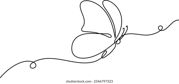 Desenho de uma linha contínuo borboleta