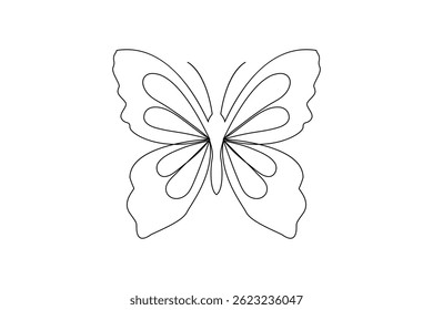 Butterfly continuous one line drawing minimalist vector illustration